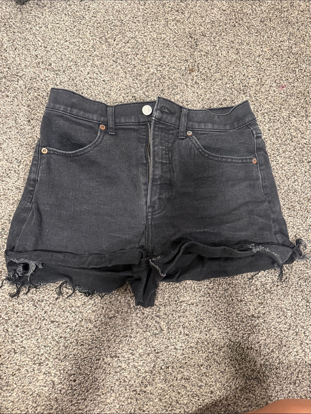 Express black denim mom shorts super high rise